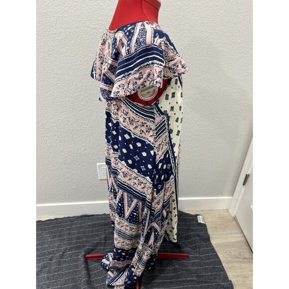 Boho Print High Low Dress Sleeveless Casual Summer Beach Maxi - Picture 3 of 8